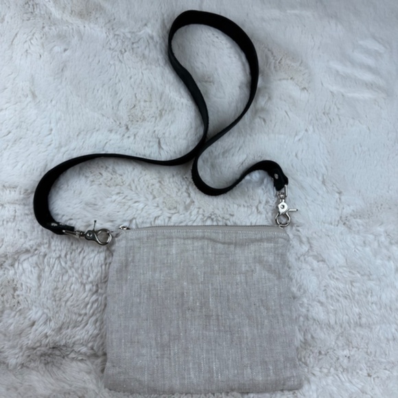 Independent Reign Crossbody Bag in Natural Linen and Black Leather Women's Purse - Picture 1 of 7